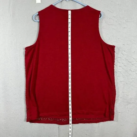 CJ Banks Womens Vest Sleeveless Lace Outer Blouse Red Pullover Plus Size 2X - Picture 7 of 14